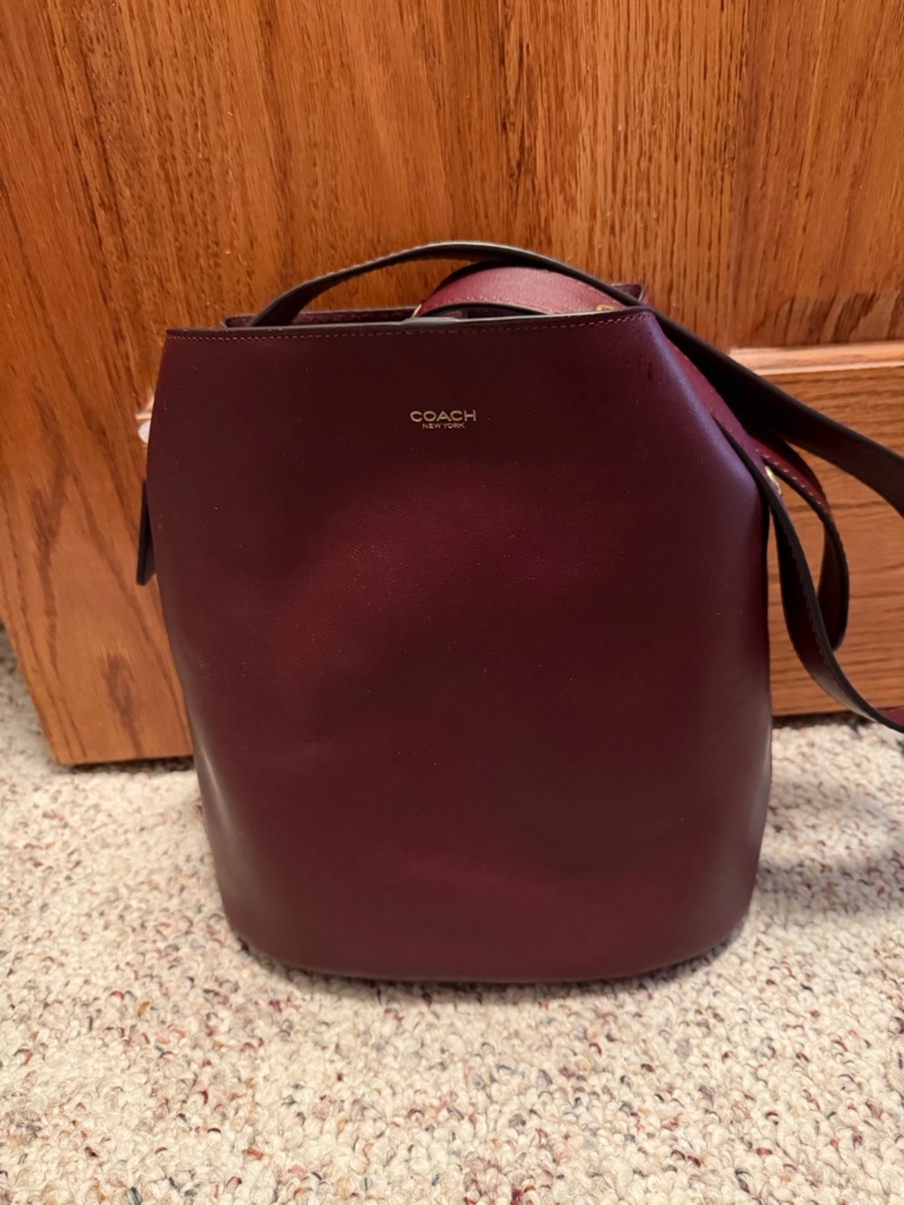 Coach Burgundy Leather Bucket Bag